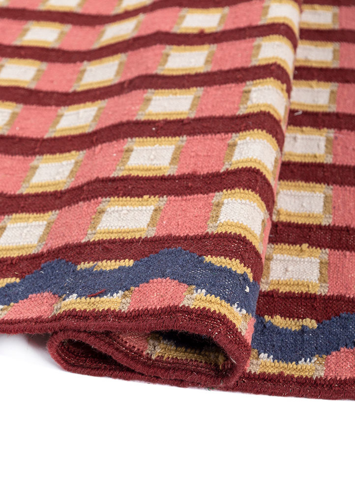 alhambra red and orange wool flat weaves Rug - FoldShot