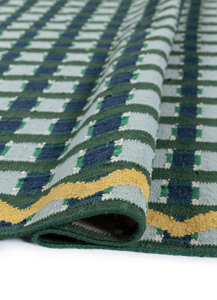 alhambra green wool flat weaves Rug - FoldShot alhambra green wool flat weaves Rug - FoldShot