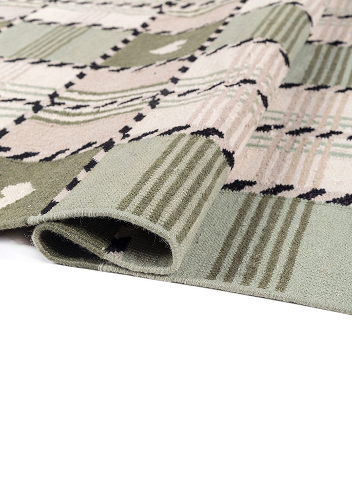alhambra green wool flat weaves Rug - FoldShot alhambra green wool flat weaves Rug - FoldShot