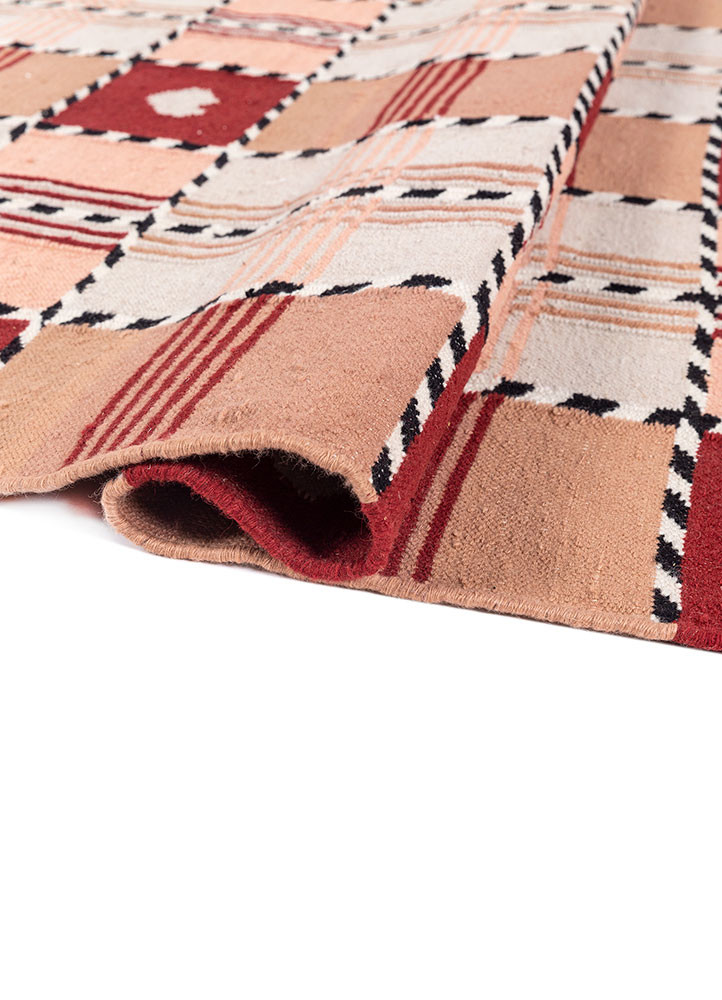 alhambra red and orange wool flat weaves Rug - FoldShot alhambra red and orange wool flat weaves Rug - FoldShot