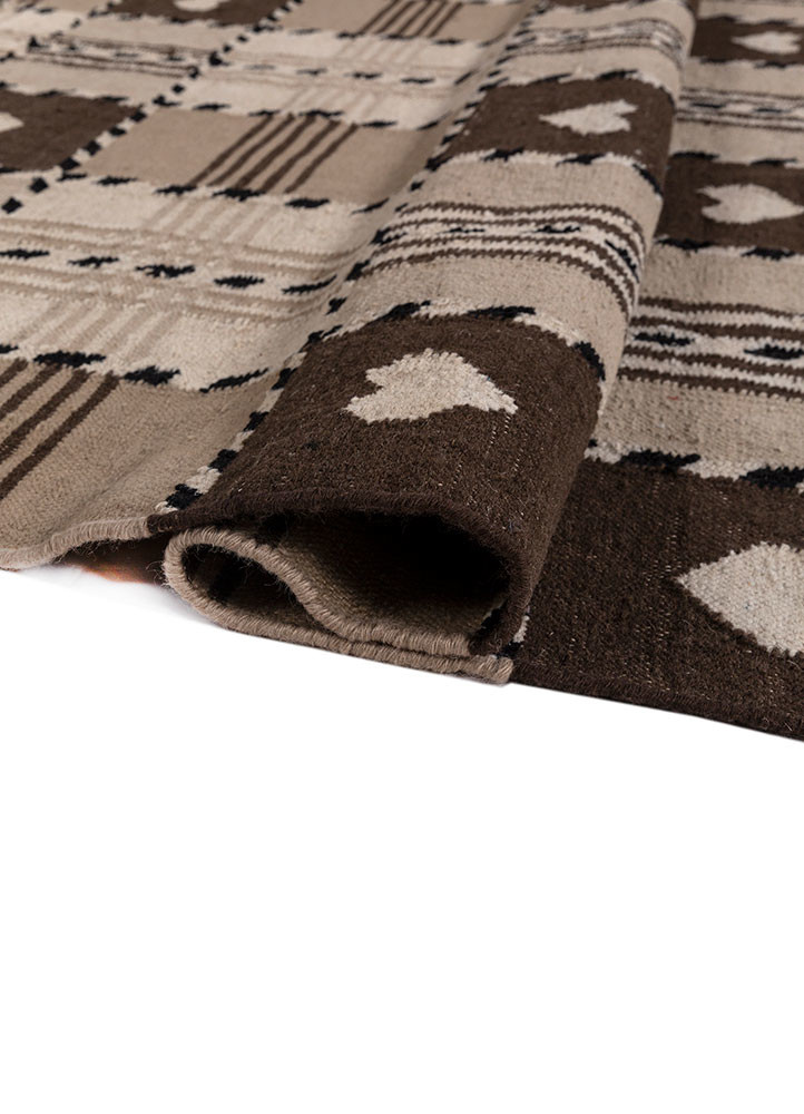 alhambra beige and brown wool flat weaves Rug - FoldShot