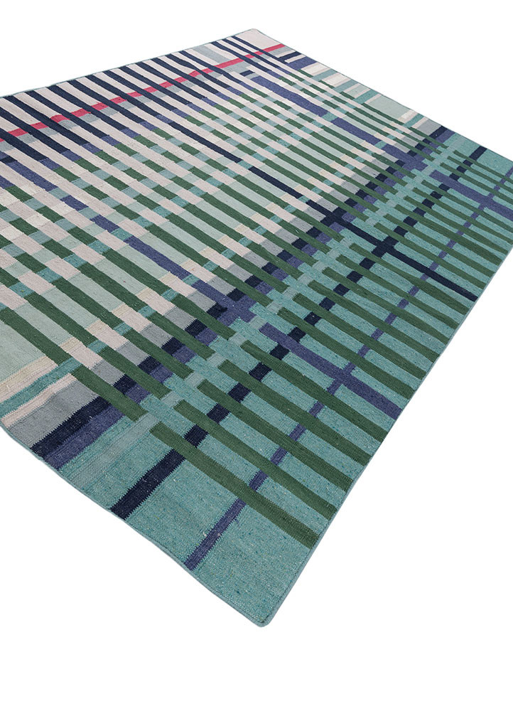checkers green wool flat weaves Rug - FoldShot checkers green wool flat weaves Rug - FoldShot