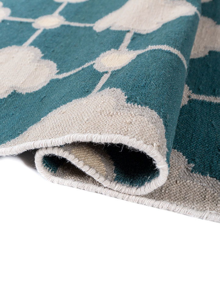 alhambra blue wool flat weaves Rug - FoldShot alhambra blue wool flat weaves Rug - FoldShot