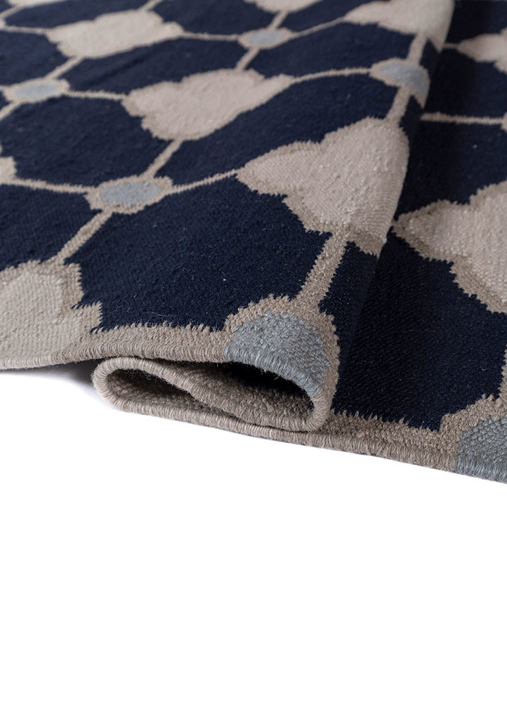 alhambra blue wool flat weaves Rug - FoldShot alhambra blue wool flat weaves Rug - FoldShot