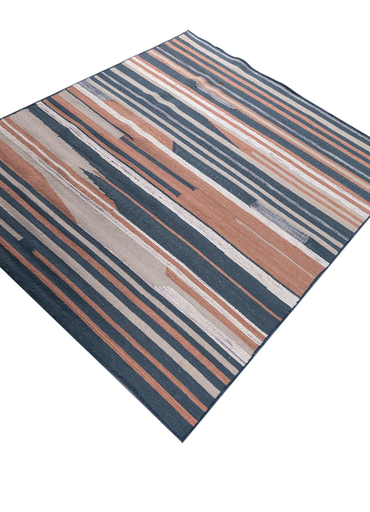 acar blue wool flat weaves Rug - FoldShot acar blue wool flat weaves Rug - FoldShot