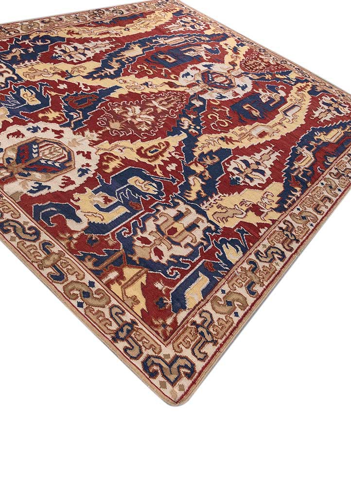 bedouin blue wool flat weaves Rug - FoldShot
