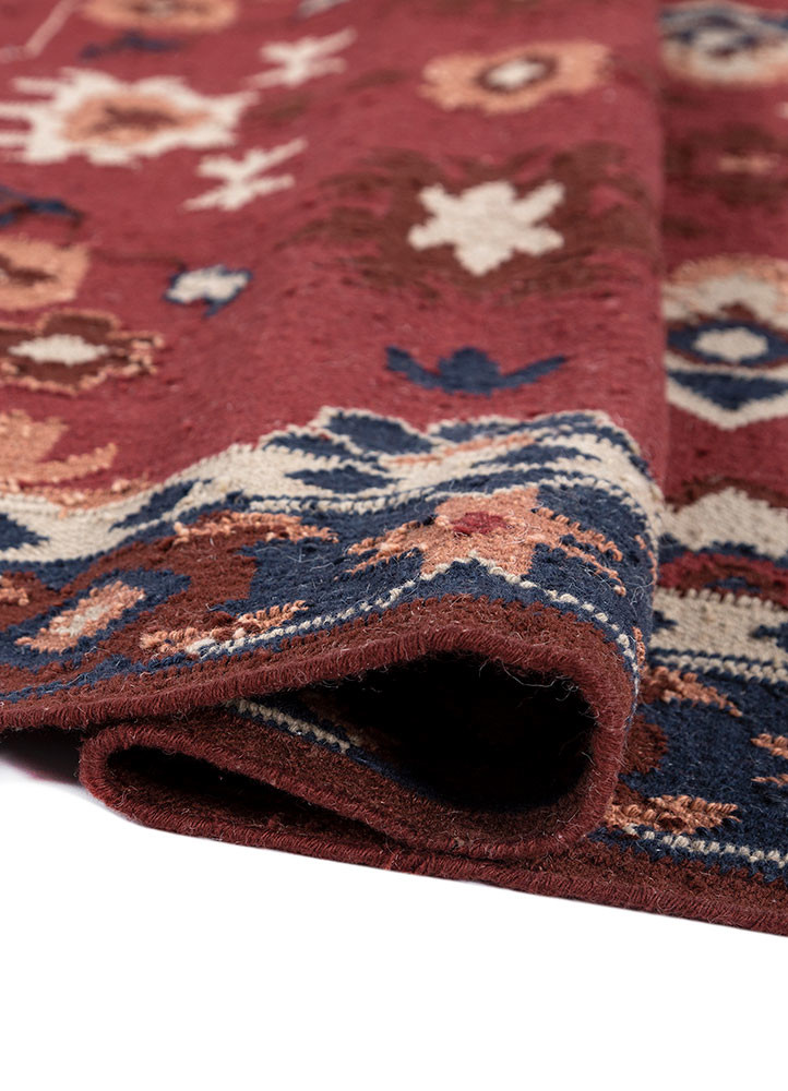 bedouin red and orange wool flat weaves Rug - FoldShot