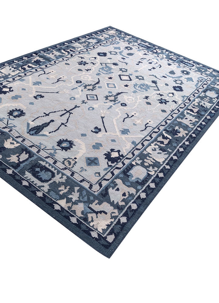 bedouin blue wool flat weaves Rug - FoldShot bedouin blue wool flat weaves Rug - FoldShot