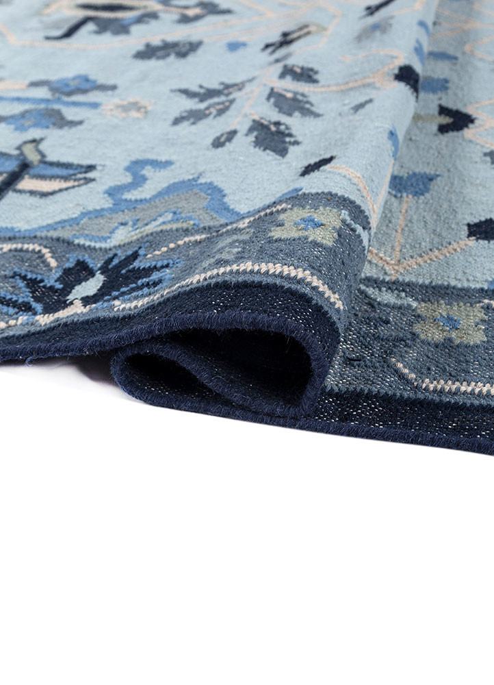 bedouin blue wool flat weaves Rug - FoldShot
