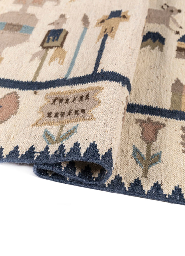 bedouin ivory wool flat weaves Rug - FoldShot