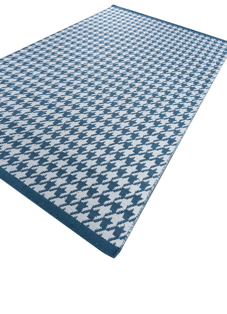 alhambra blue wool flat weaves Rug - FoldShot