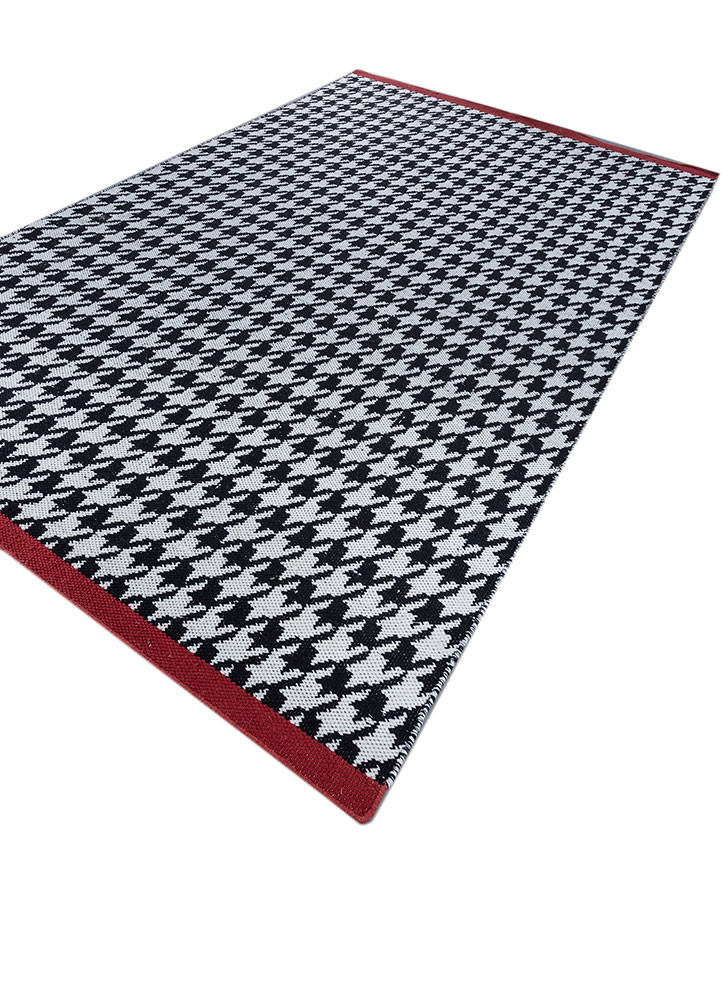 alhambra grey and black wool flat weaves Rug - FoldShot