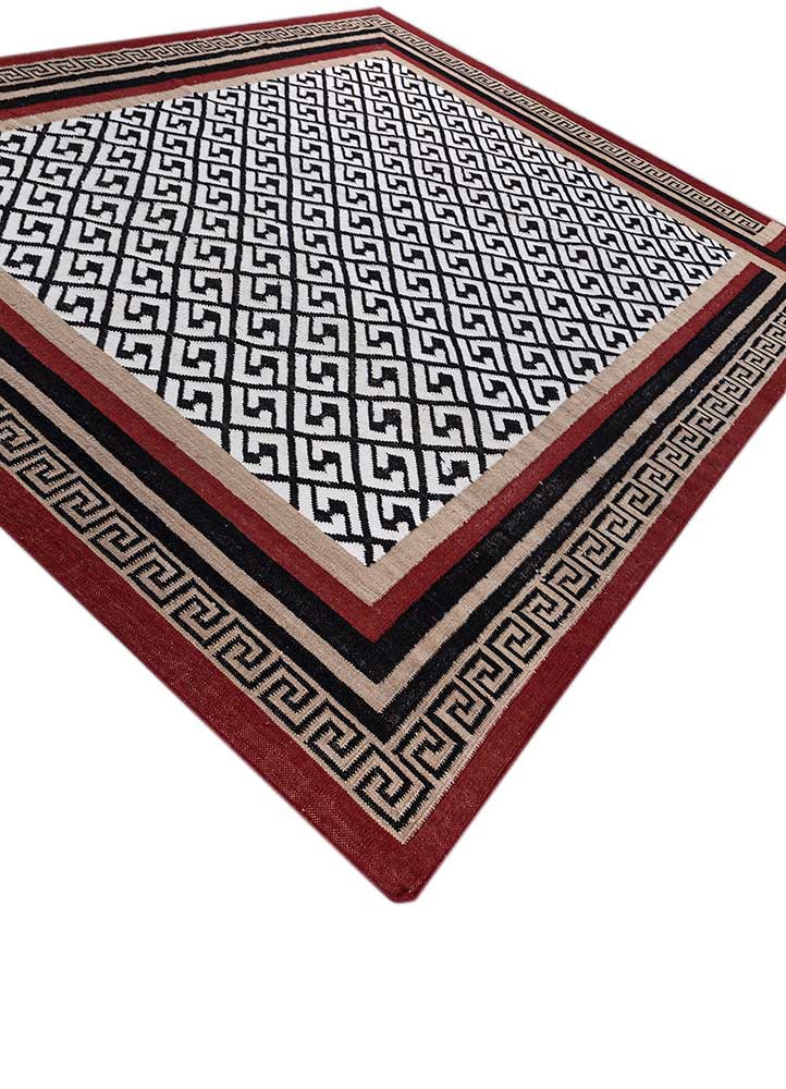 alhambra grey and black wool flat weaves Rug - FoldShot