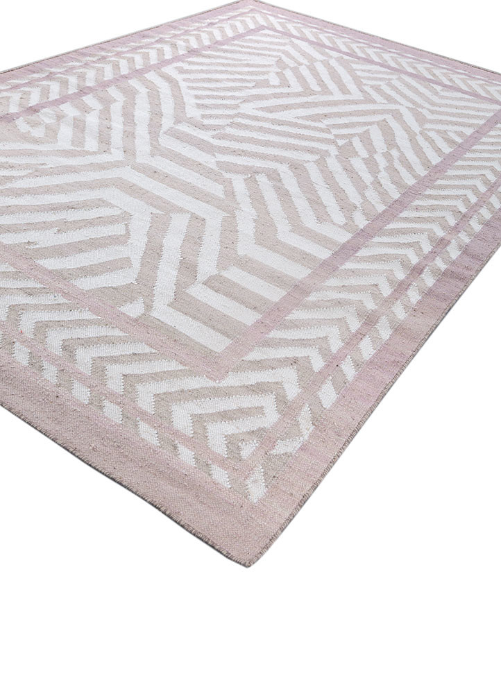 alhambra beige and brown wool and viscose flat weaves Rug - FoldShot