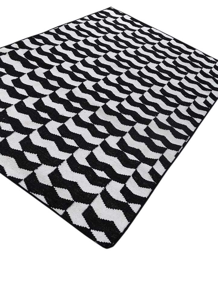 alhambra grey and black wool flat weaves Rug - FoldShot