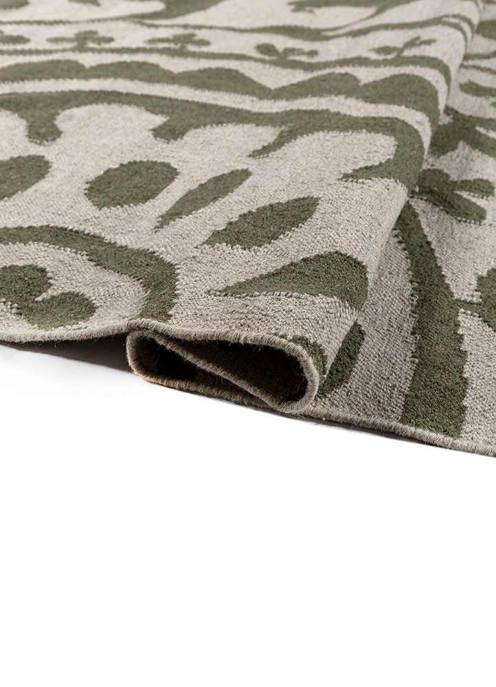 indusbar green wool and viscose flat weaves Rug - FoldShot indusbar green wool and viscose flat weaves Rug - FoldShot