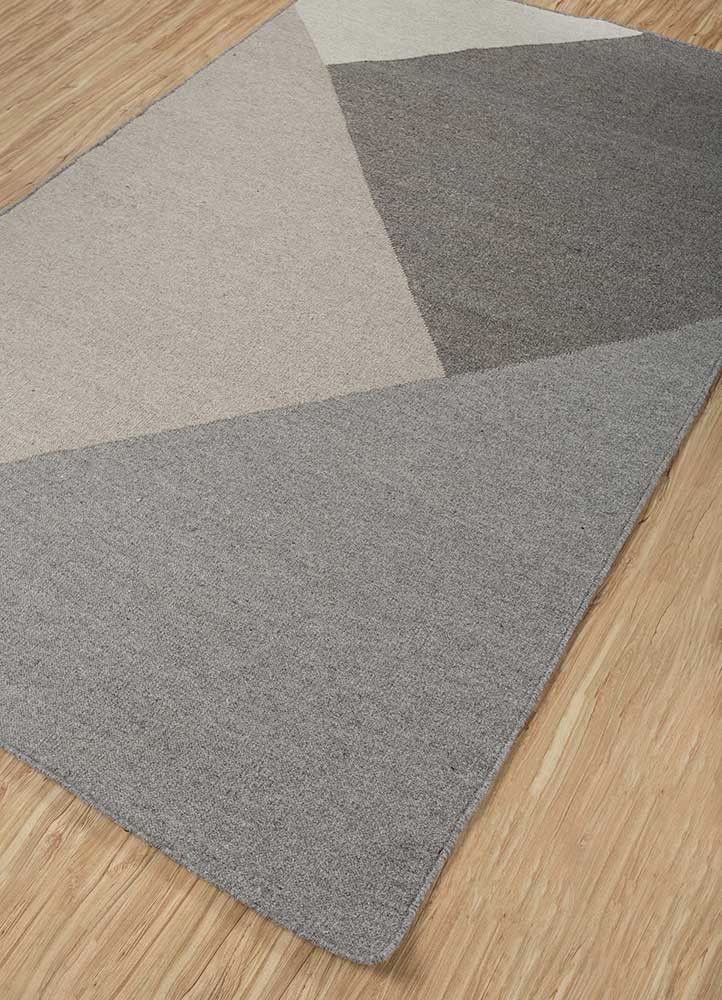 checkers grey and black wool and viscose flat weaves Rug - FoldShot checkers grey and black wool and viscose flat weaves Rug - FoldShot