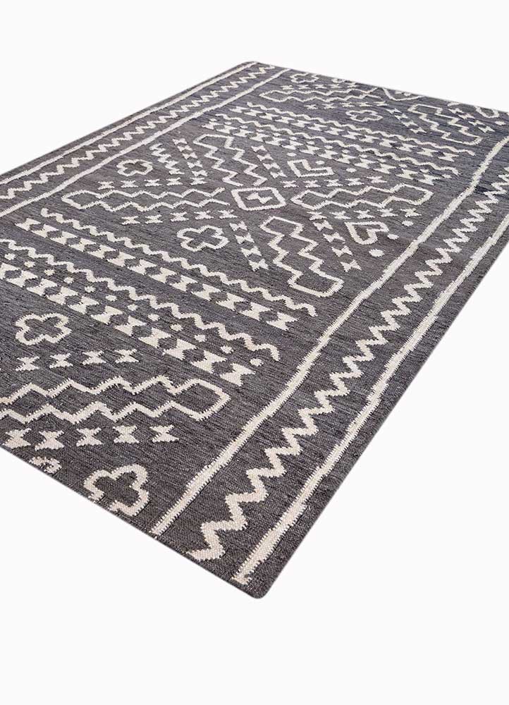 bedouin grey and black wool and viscose flat weaves Rug - FoldShot
