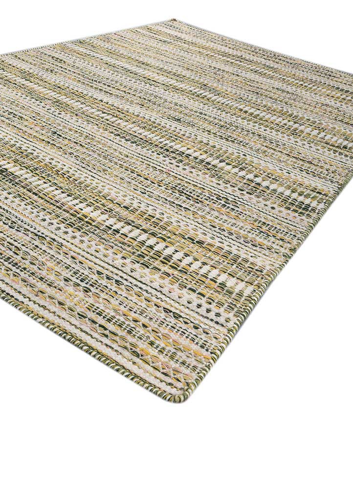 abrash green wool and viscose flat weaves Rug - FoldShot