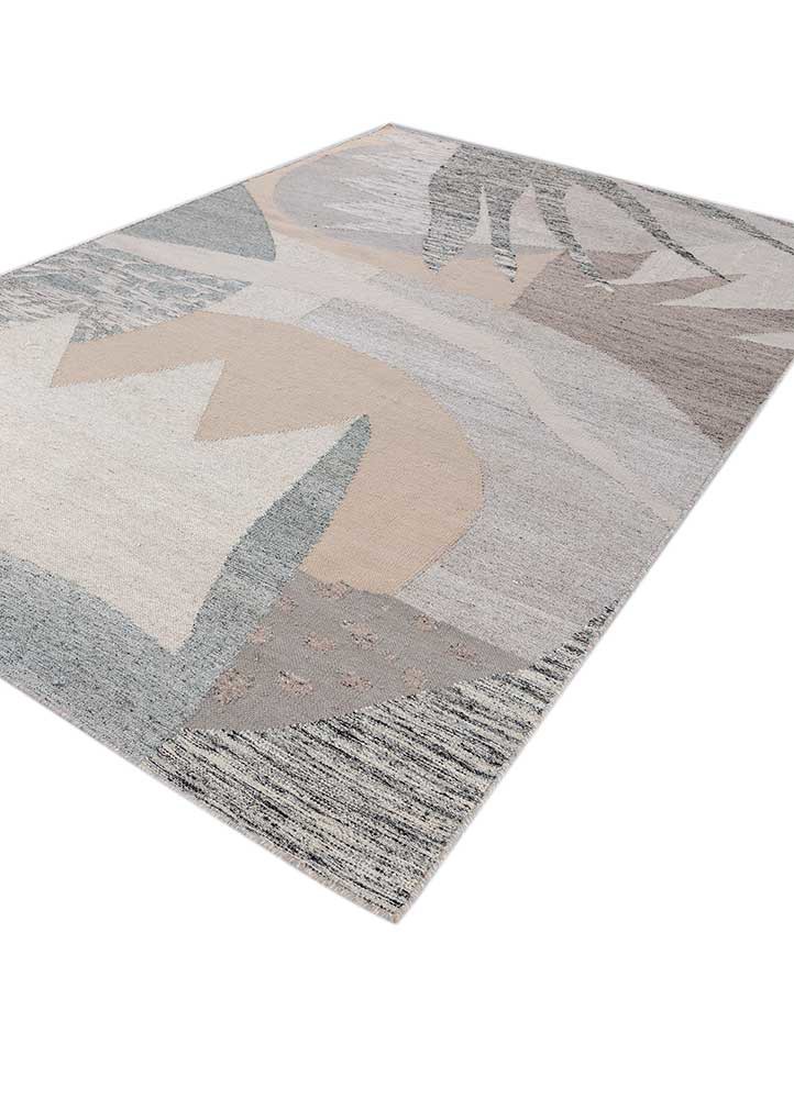 orenda grey and black wool and viscose flat weaves Rug - FoldShot