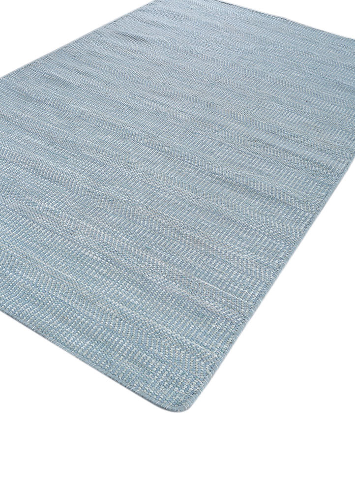 abrash blue wool and viscose flat weaves Rug - FoldShot abrash blue wool and viscose flat weaves Rug - FoldShot