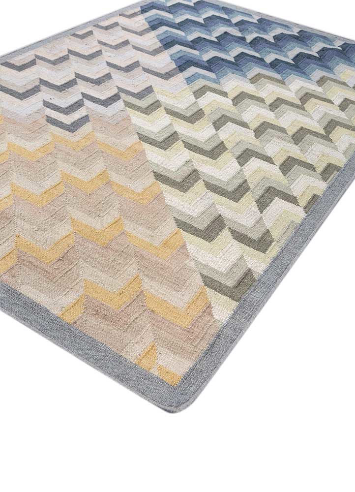 checkers grey and black wool and viscose flat weaves Rug - FoldShot