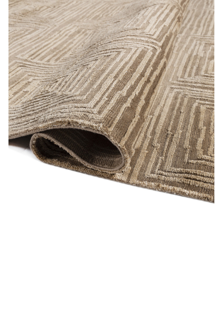 aprezo beige and brown acrylic hand knotted Rug - FoldShot