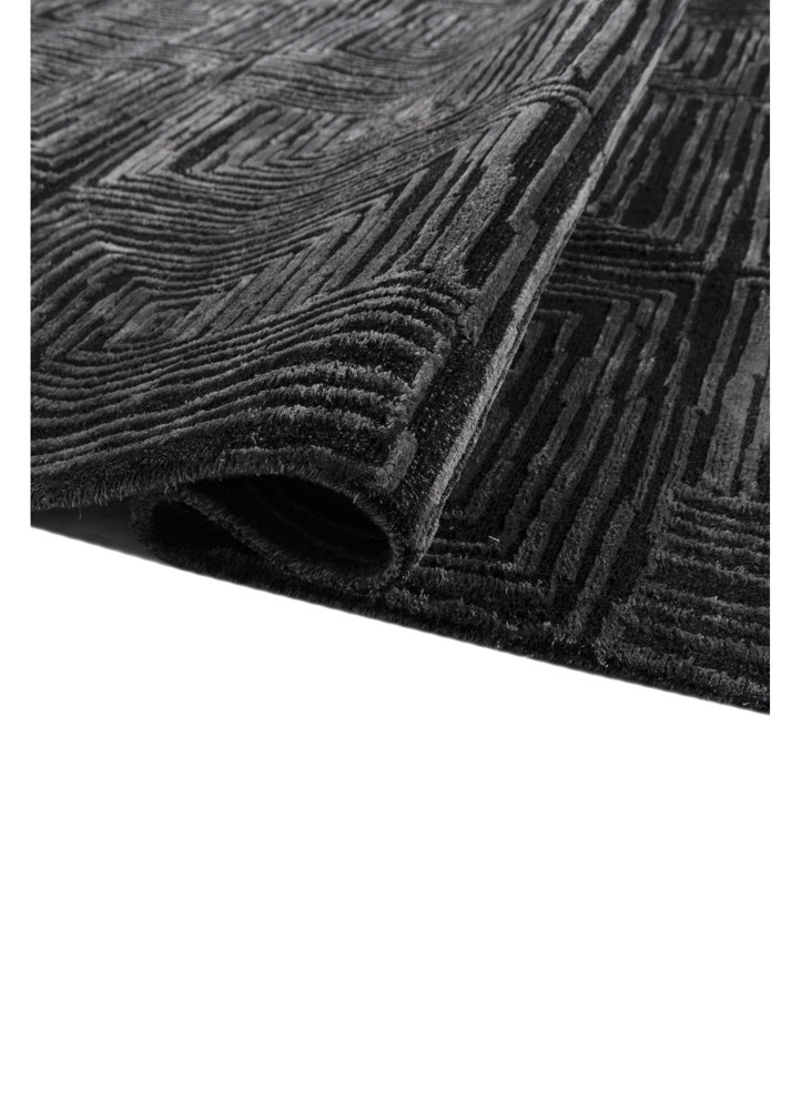 aprezo grey and black acrylic hand knotted Rug - FoldShot aprezo grey and black acrylic hand knotted Rug - FoldShot