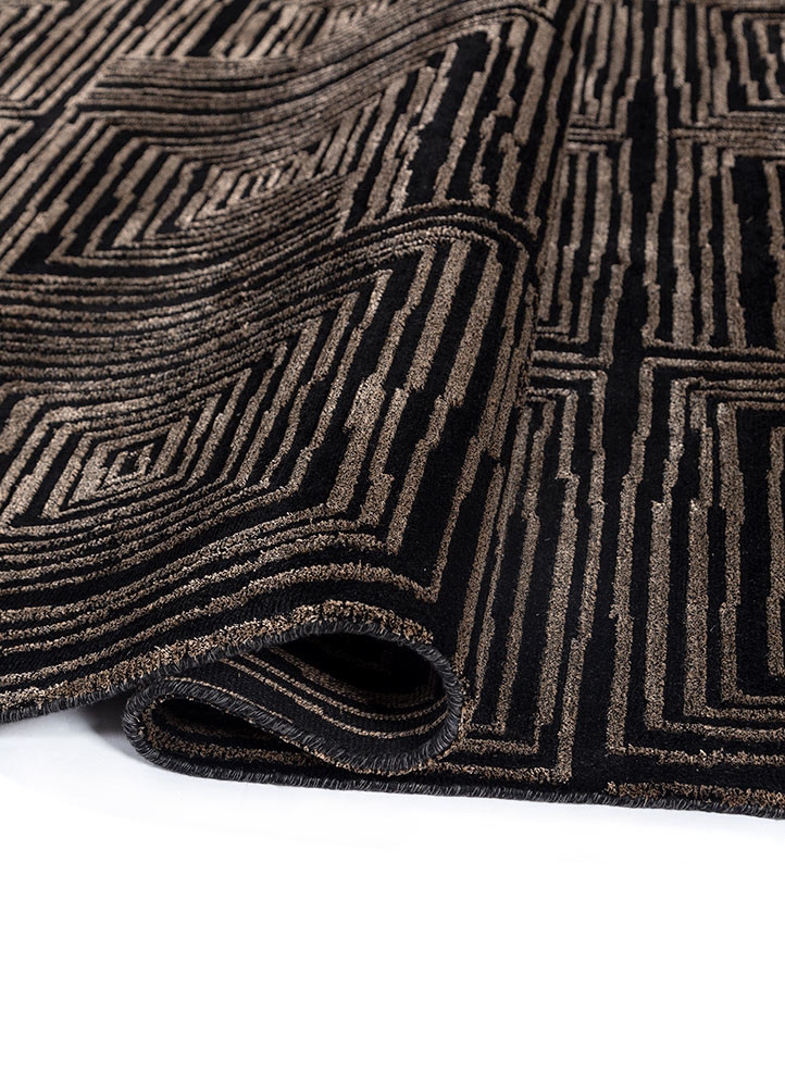 aprezo grey and black acrylic hand knotted Rug - FoldShot