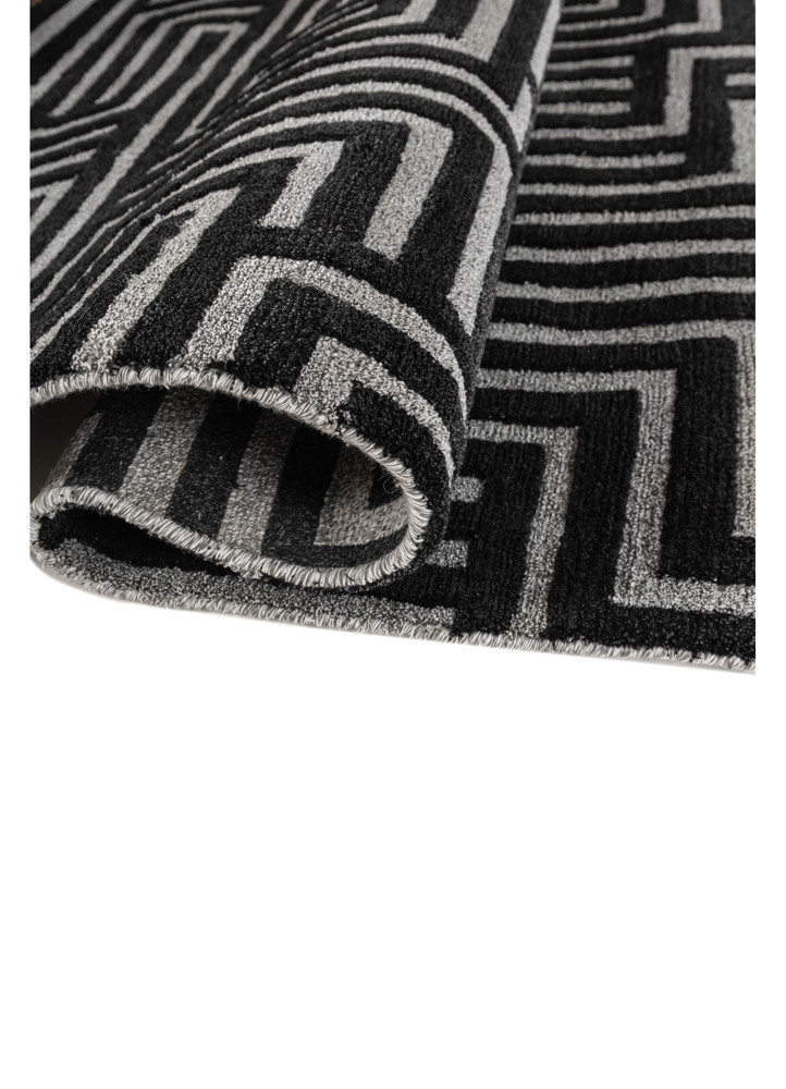 aprezo grey and black acrylic hand knotted Rug - FoldShot