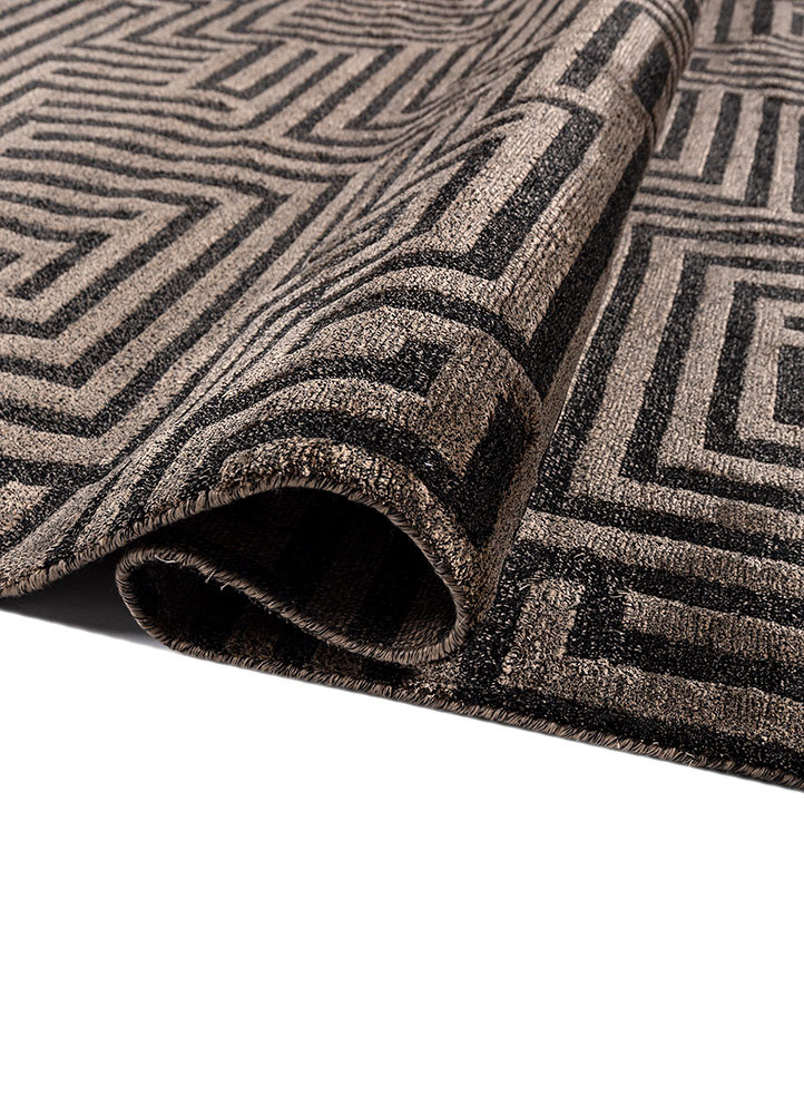 aprezo beige and brown acrylic hand knotted Rug - FoldShot