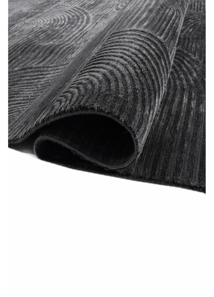 aprezo grey and black acrylic hand knotted Rug - FoldShot