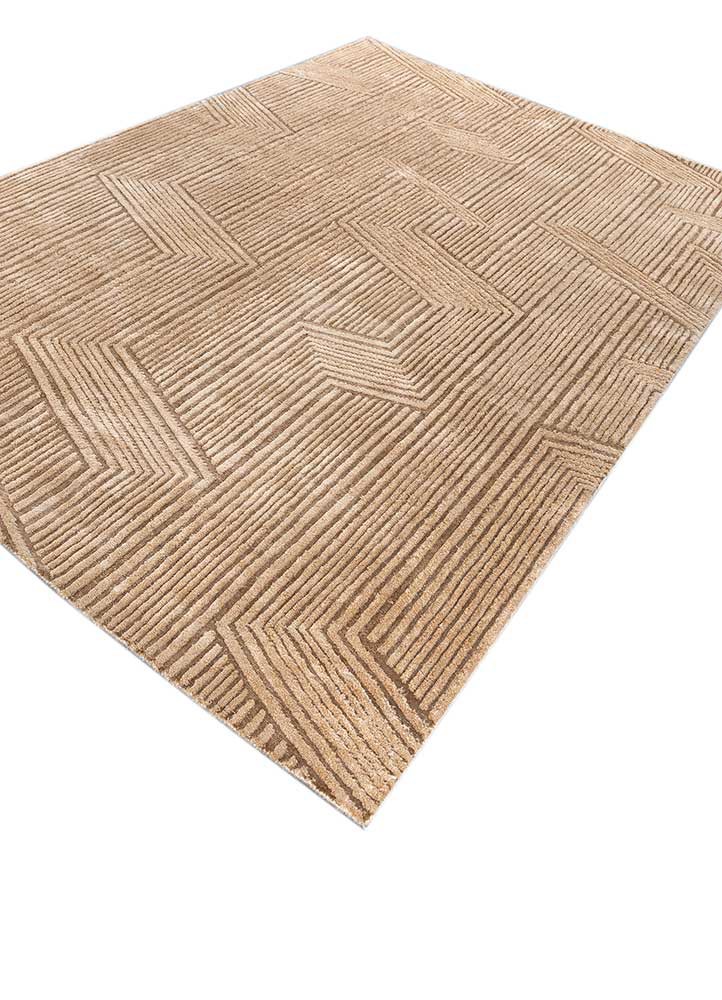 aprezo beige and brown acrylic hand knotted Rug - FoldShot