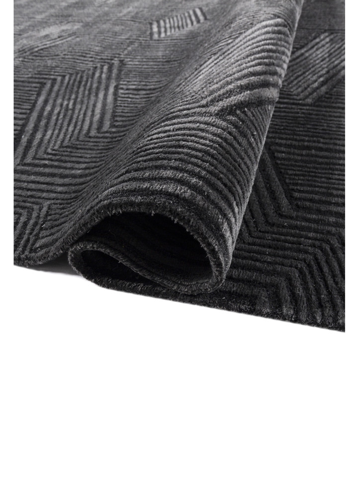 aprezo grey and black acrylic hand knotted Rug - FoldShot