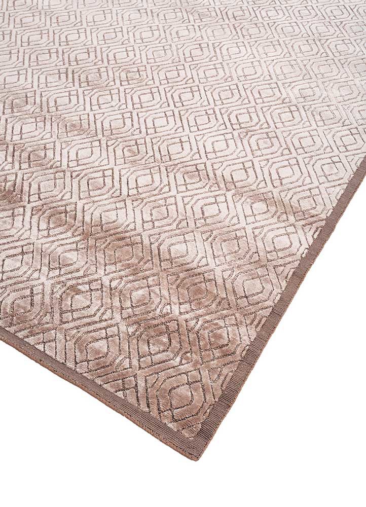 azalea beige and brown bamboo silk hand knotted Rug - FoldShot
