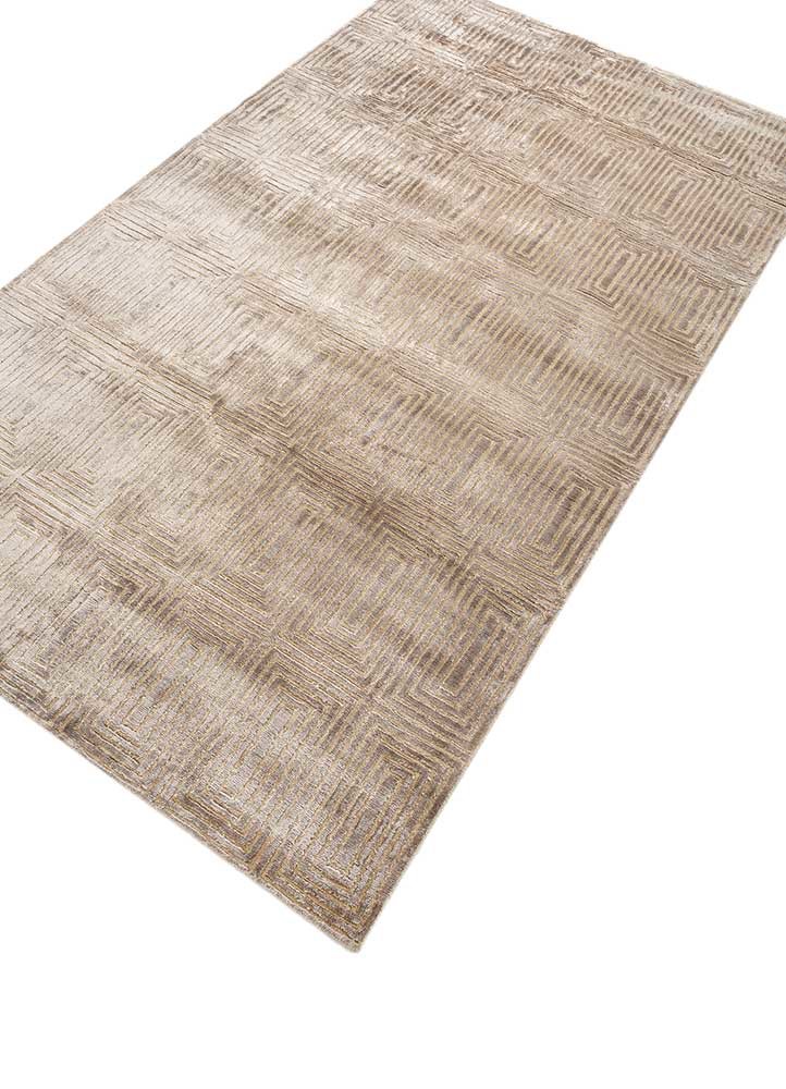 azalea grey and black bamboo silk hand knotted Rug - FoldShot