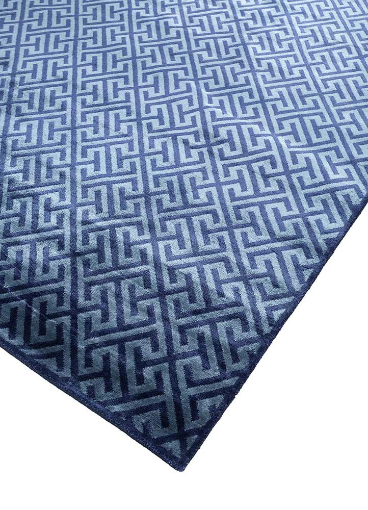 azalea blue bamboo silk hand knotted Rug - FoldShot