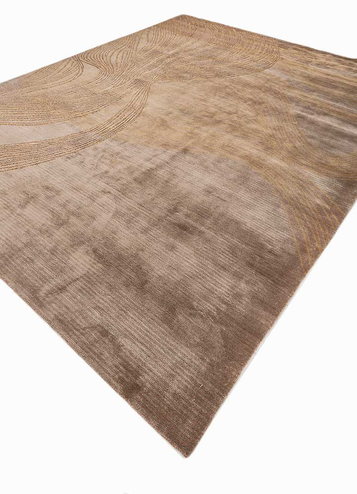 azalea beige and brown bamboo silk hand knotted Rug - FoldShot azalea beige and brown bamboo silk hand knotted Rug - FoldShot