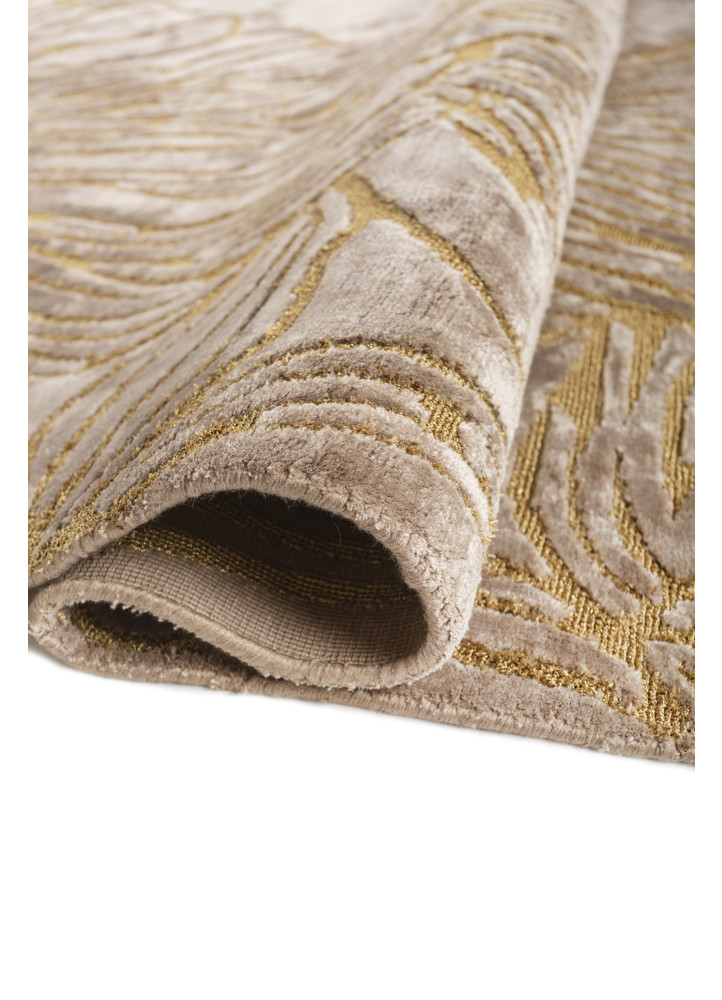 azalea beige and brown bamboo silk and zari hand knotted Rug - FoldShot azalea beige and brown bamboo silk and zari hand knotted Rug - FoldShot