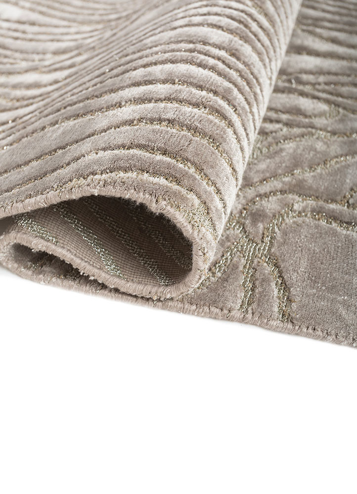 azalea grey and black bamboo silk and zari hand knotted Rug - FoldShot azalea grey and black bamboo silk and zari hand knotted Rug - FoldShot