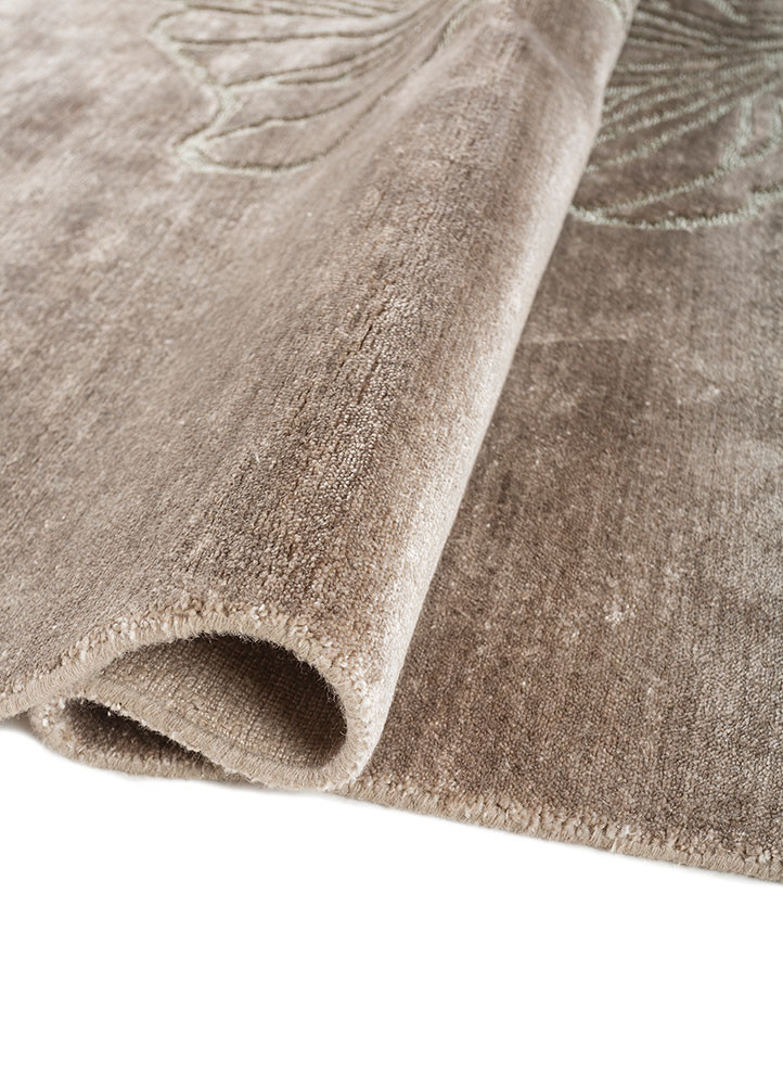 azalea beige and brown bamboo silk and zari hand knotted Rug - FoldShot azalea beige and brown bamboo silk and zari hand knotted Rug - FoldShot