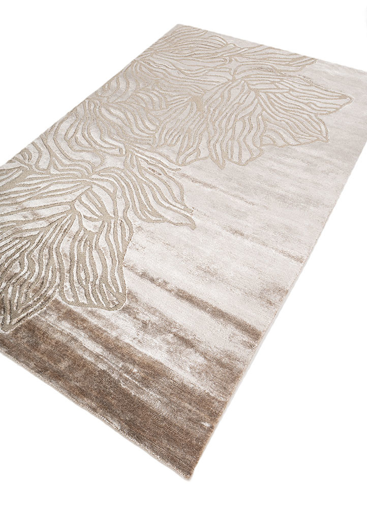 azalea ivory bamboo silk and zari hand knotted Rug - FoldShot azalea ivory bamboo silk and zari hand knotted Rug - FoldShot