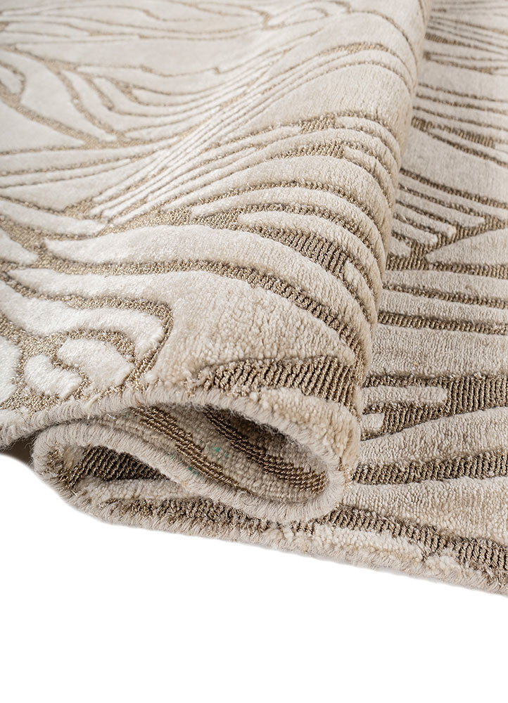 azalea ivory tencil and zari hand knotted Rug - FoldShot