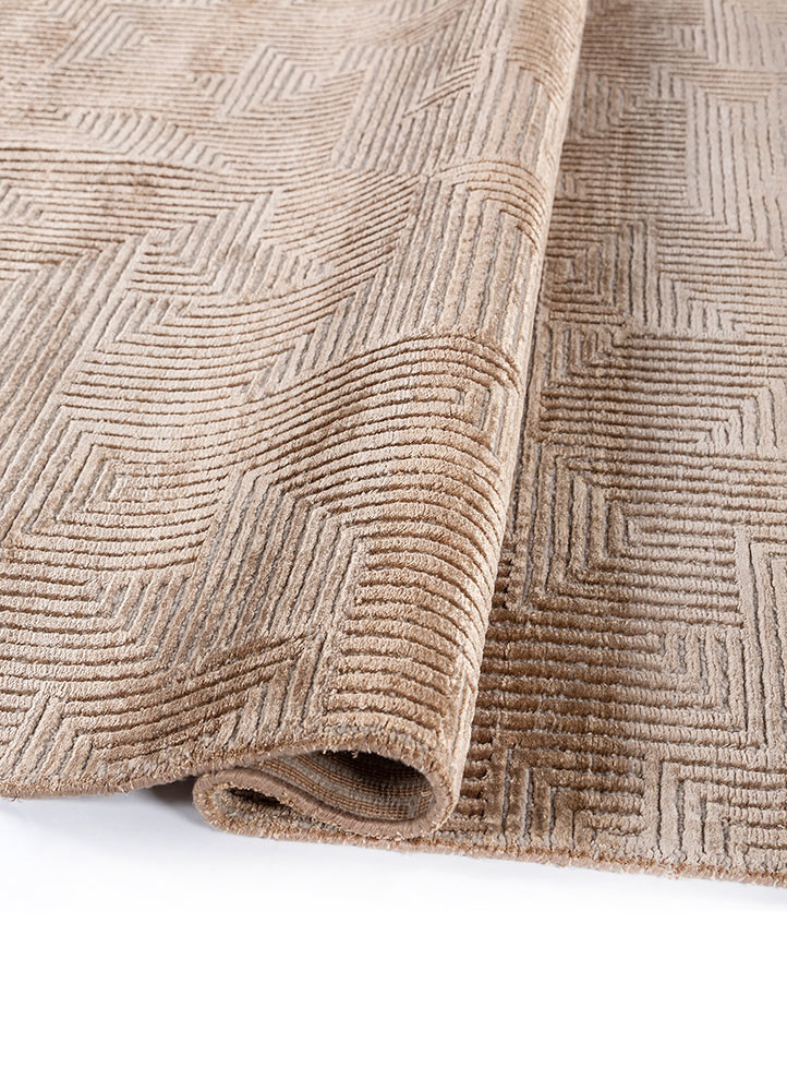 azalea beige and brown wool and bamboo silk hand knotted Rug - FoldShot