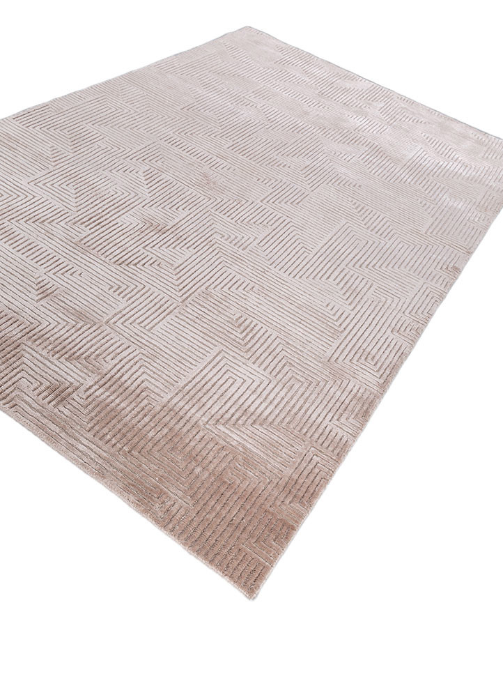 azalea beige and brown wool and bamboo silk hand knotted Rug - FoldShot