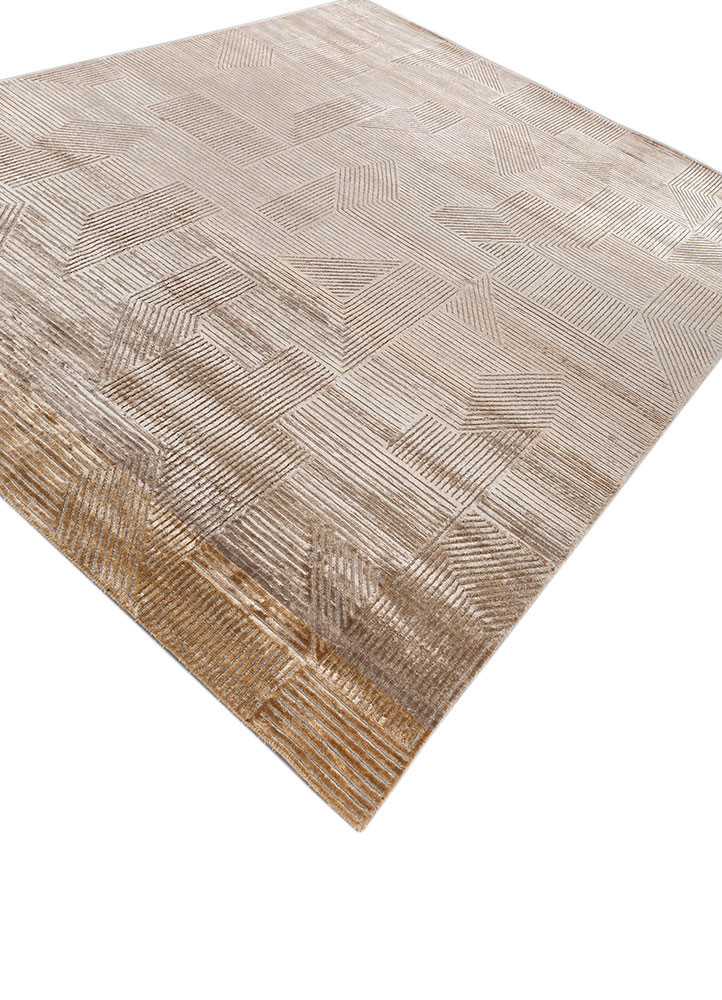 azalea gold wool and bamboo silk hand knotted Rug - FoldShot