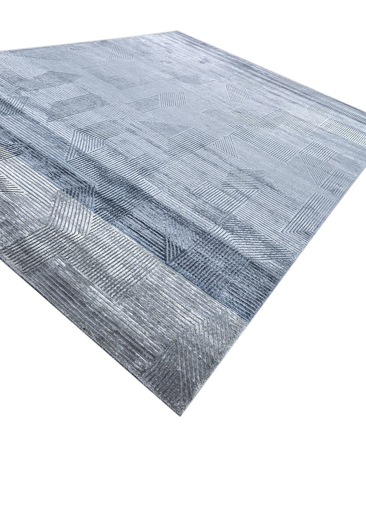 azalea blue wool and bamboo silk hand knotted Rug - FoldShot azalea blue wool and bamboo silk hand knotted Rug - FoldShot