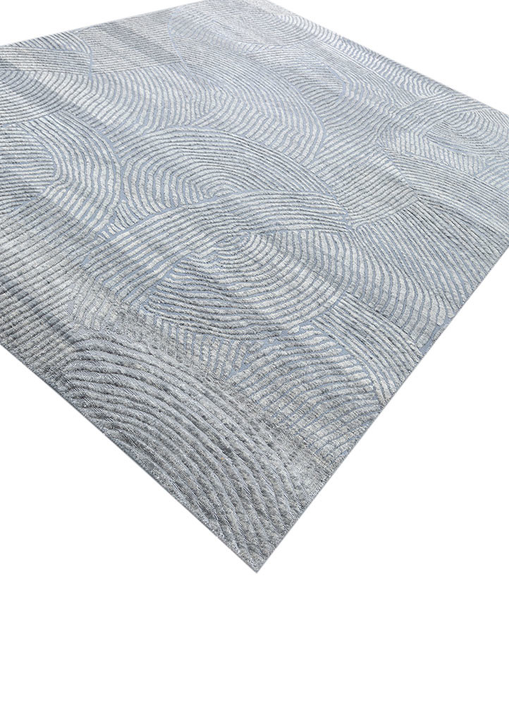 azalea blue wool and bamboo silk hand knotted Rug - FoldShot azalea blue wool and bamboo silk hand knotted Rug - FoldShot