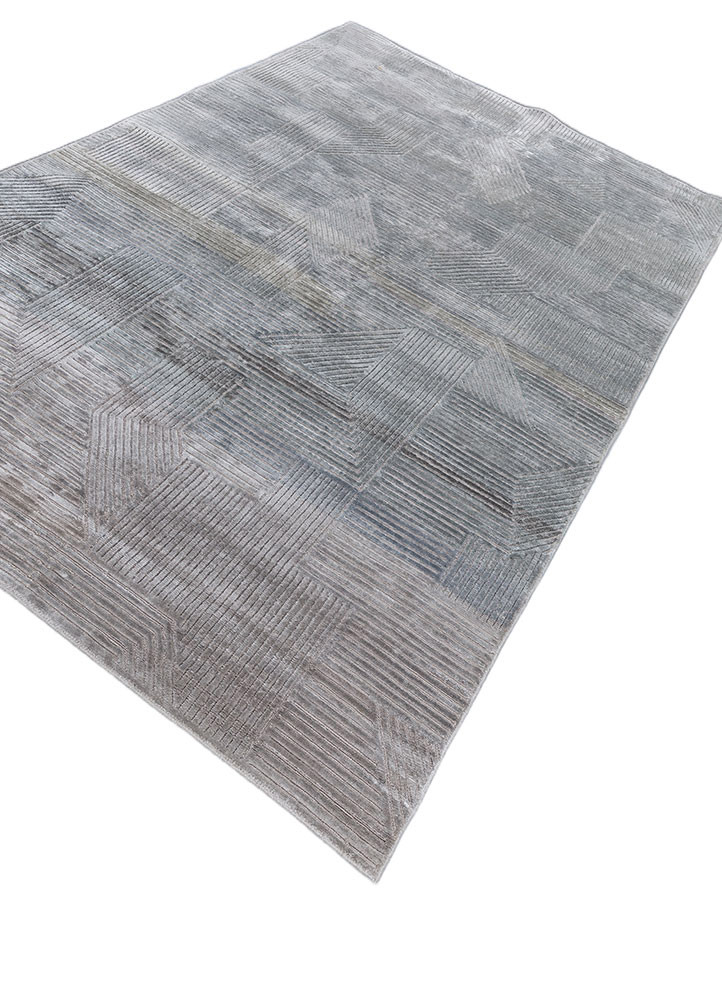 azalea blue wool and bamboo silk hand knotted Rug - FoldShot azalea blue wool and bamboo silk hand knotted Rug - FoldShot