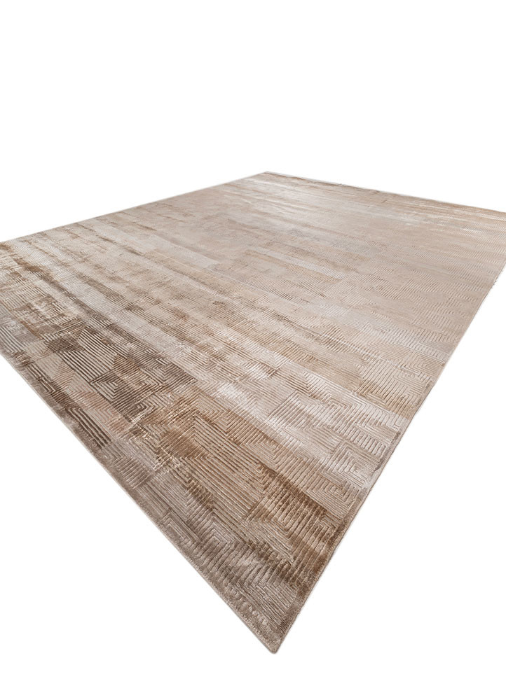 aprezo beige and brown wool and bamboo silk hand knotted Rug - FoldShot aprezo beige and brown wool and bamboo silk hand knotted Rug - FoldShot